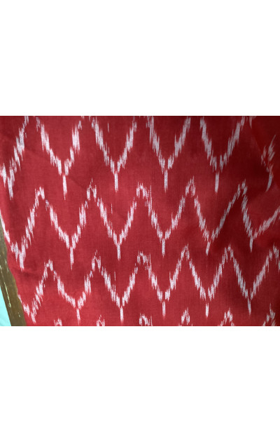 Mercerised Red Ikkat Fabric