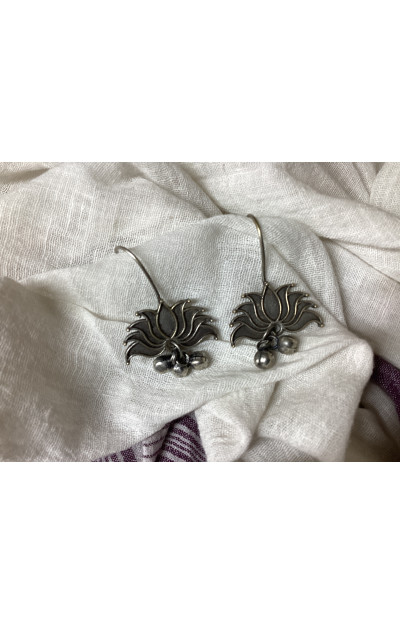 Lotus silver lookalike earrings