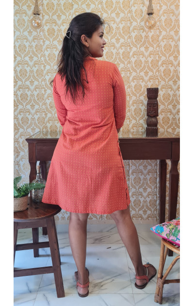 solid orange A line dress