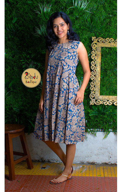 Blue & white Kalamkari dress