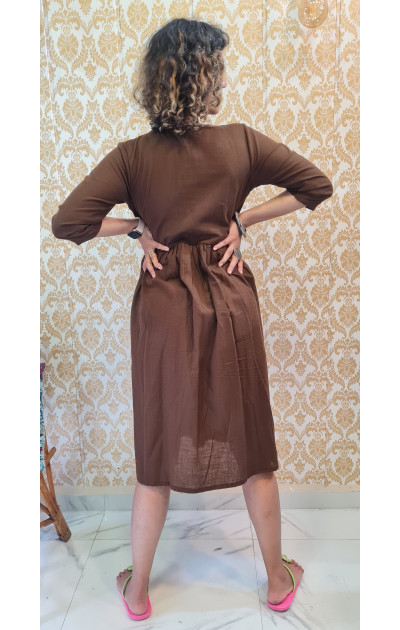 Plain brown colour dress