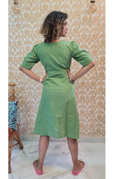 Light green handloom dress 