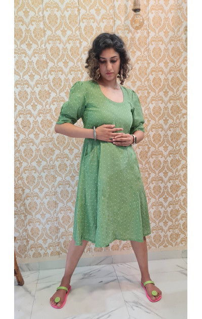 Light green handloom dress 