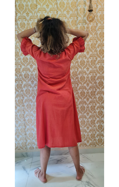 solid orange frill dress