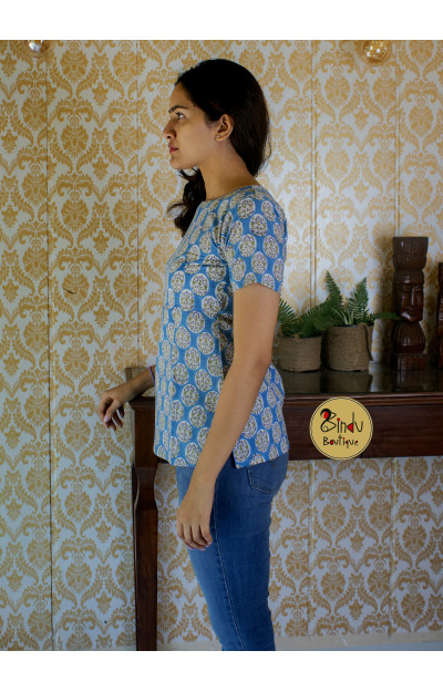 Block printed Flower Motifs | Tunic | Cotton