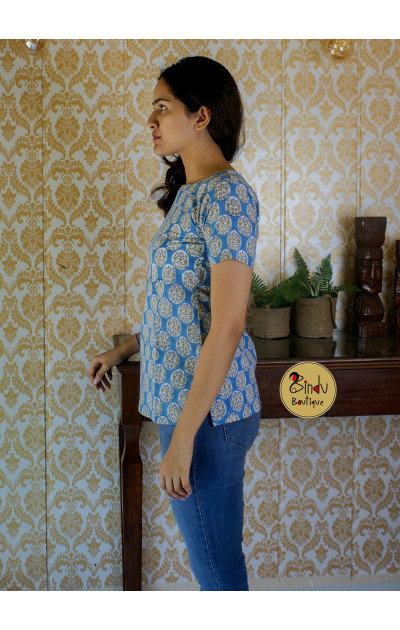 Block printed Flower Motifs | Tunic | Cotton