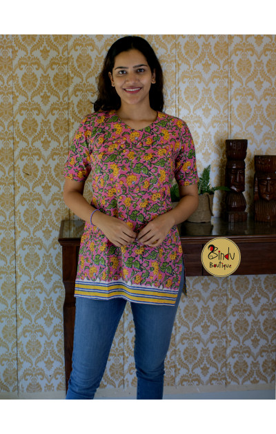 Pink Block printed tunic