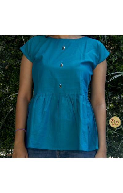 Rama green cotton tunic with frill